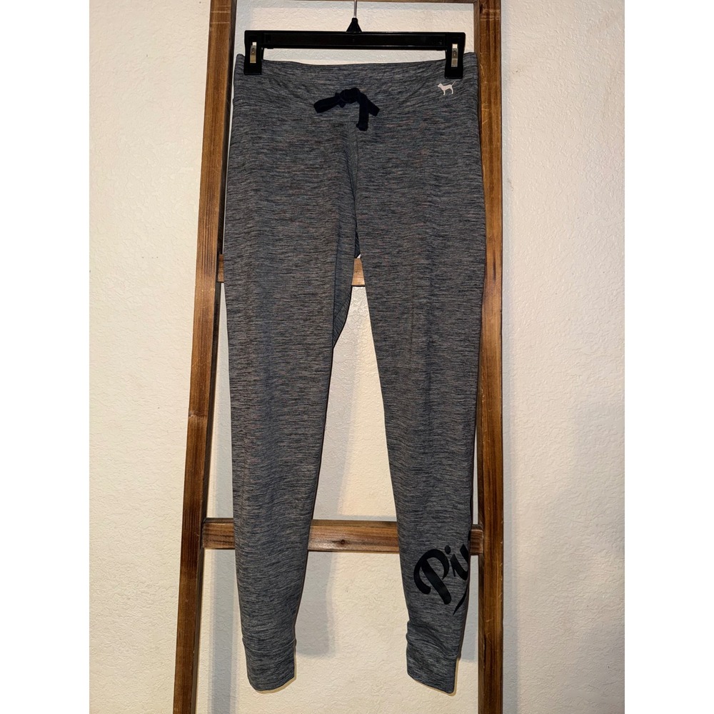 Pink Victoria's Secret Gray Space Dye Marl Graphic Leggings Small